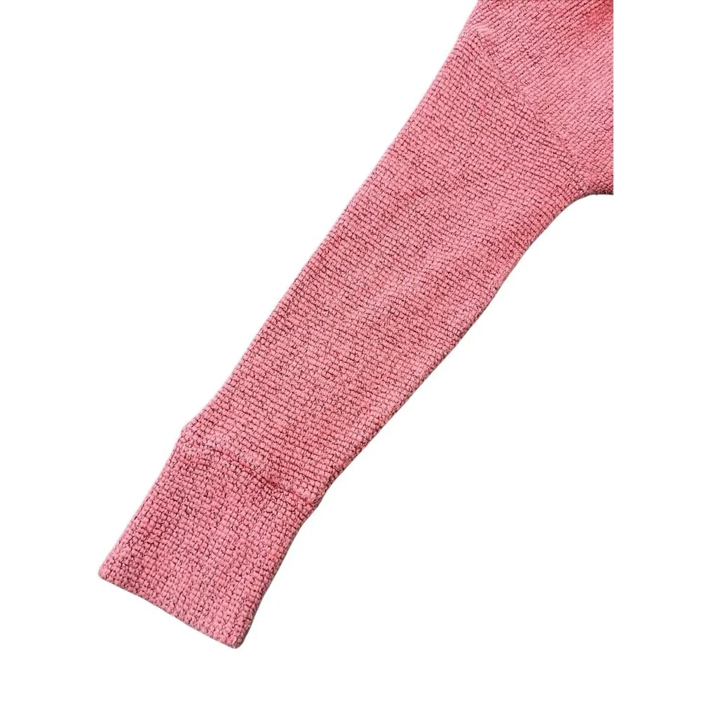Sweaty Betty Sweater Pink Funnel Boucle Chunky Knit Preppy Athleisure Sz M